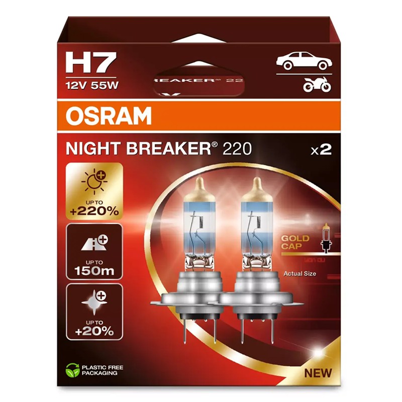 OSRAM NIGHT BREAKER® 220 H7, 2-PAKK